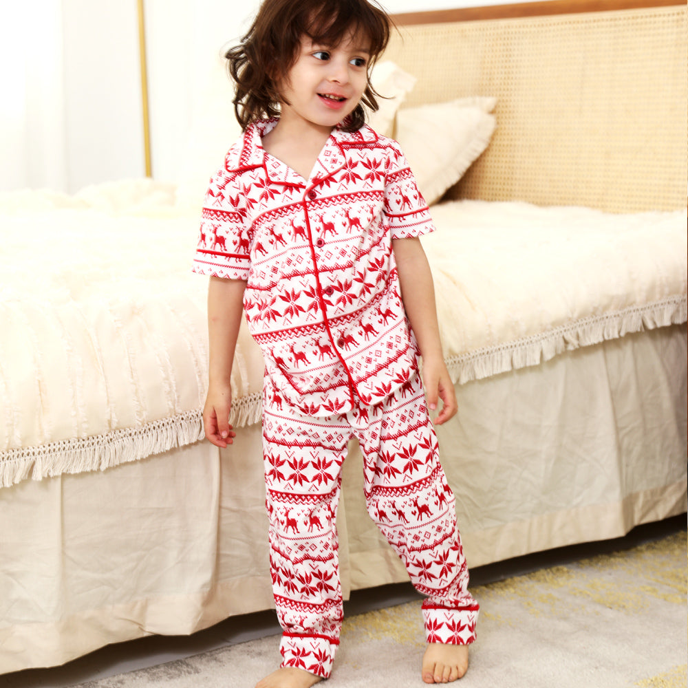 Family Matching Red Print Family Pajamas Set