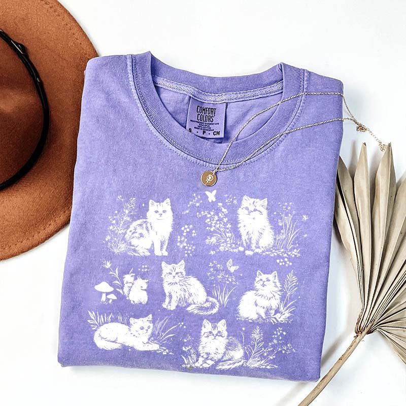 Vintage 90s Cats Pet Floral T-Shirt