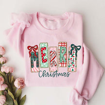 Coquette Merry Christmas Preppy Bow Retro Sweatshirt