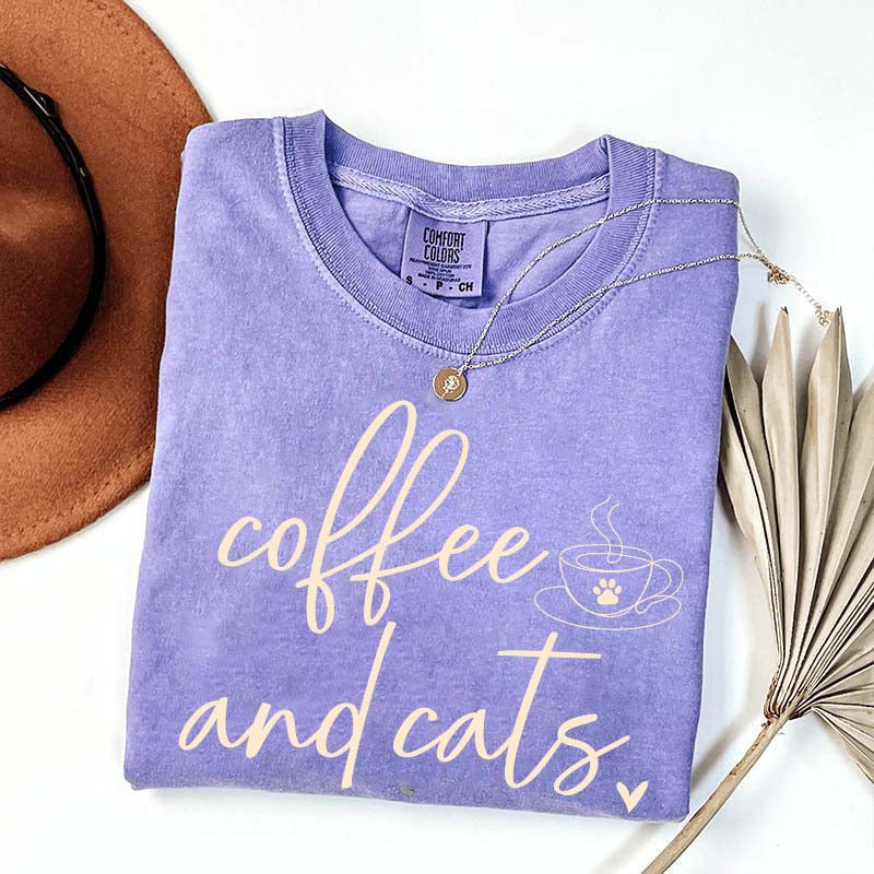 Minimalist Coffee and Cats T-Shirt