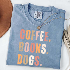 Coffee Books Dogs T-Shirt