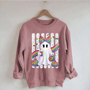 Preppy Ghost Coquette Leopard Girly Sweatshirt