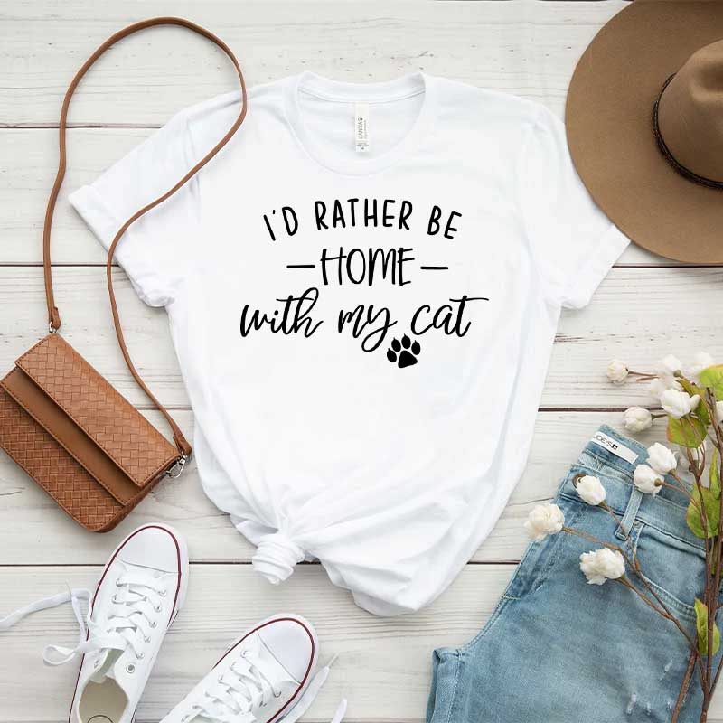I'd Rather be Home With My Cat Cute T-Shirt