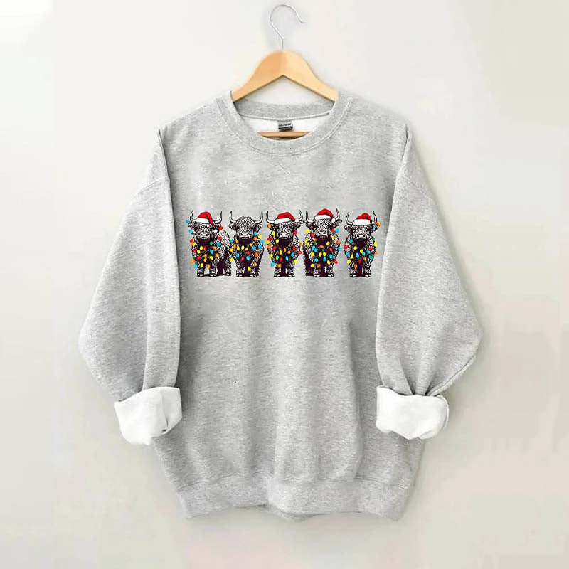 Christmas Cows Lights Sweatshirt