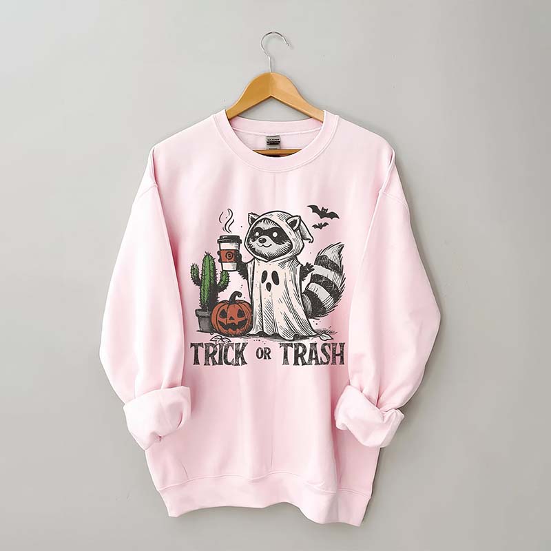 Trick Or Trash Raccoon Halloween Sweatshirt