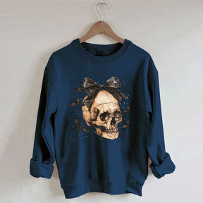 Halloween Skull Bow Sweatshirt