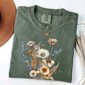 Retro Vintage Pressed Flowers T-Shirt