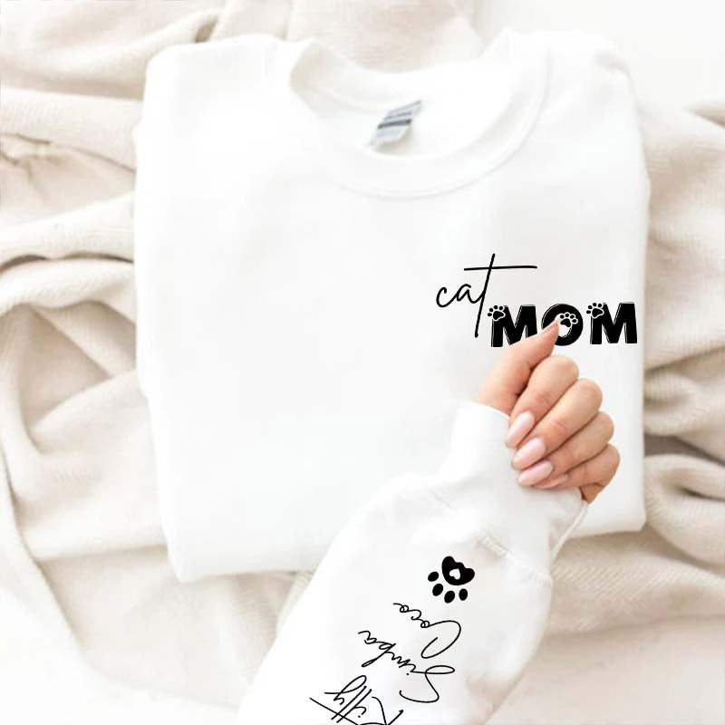 Custom Cat Mom Pet Name Sweatshirt