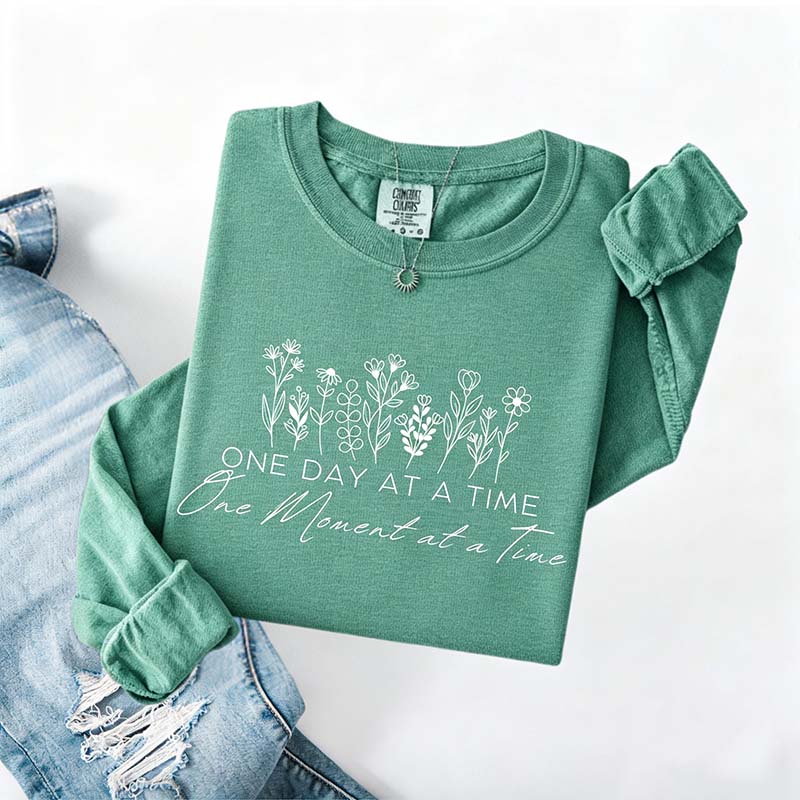 One Day At A Time Cozy Floral Sweatshirt