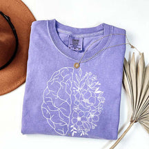 Mental Health Floral Brain Anatomy T-Shirt