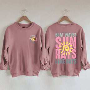 Boat Waves Sun Rays Lake Days Sweatshirt