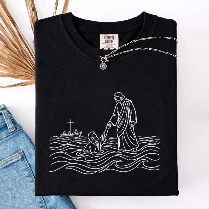 Jesus Walking on Water Comfort Colors T-Shirt