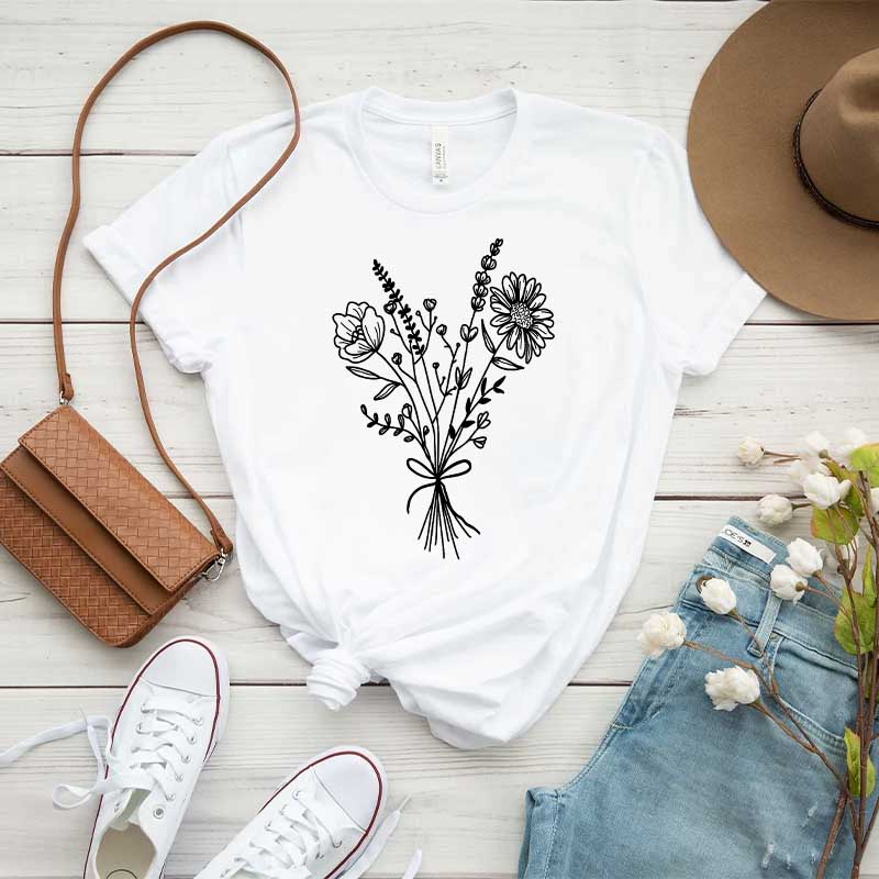 Retro Minimalist Flower Bouquet T-Shirt