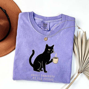 Black Cat Coffee Hello Darkness My Old Friend T-Shirt