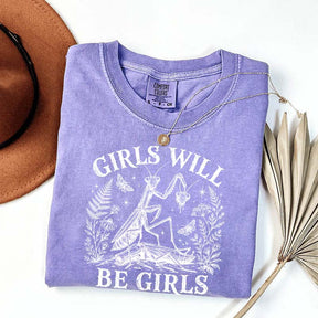 Girls Will Be Girls Praying Mantis Botanical T-Shirt