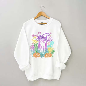 Halloween Ghost Neon Flowers Sweatshirt