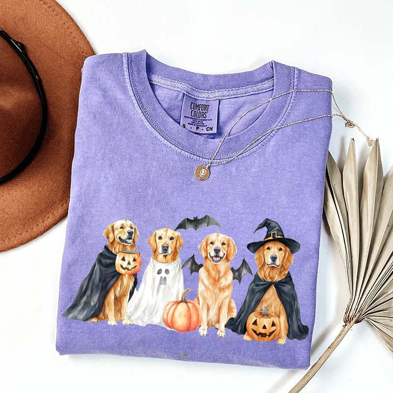 Halloween Golden Retriever Bat T-Shirt