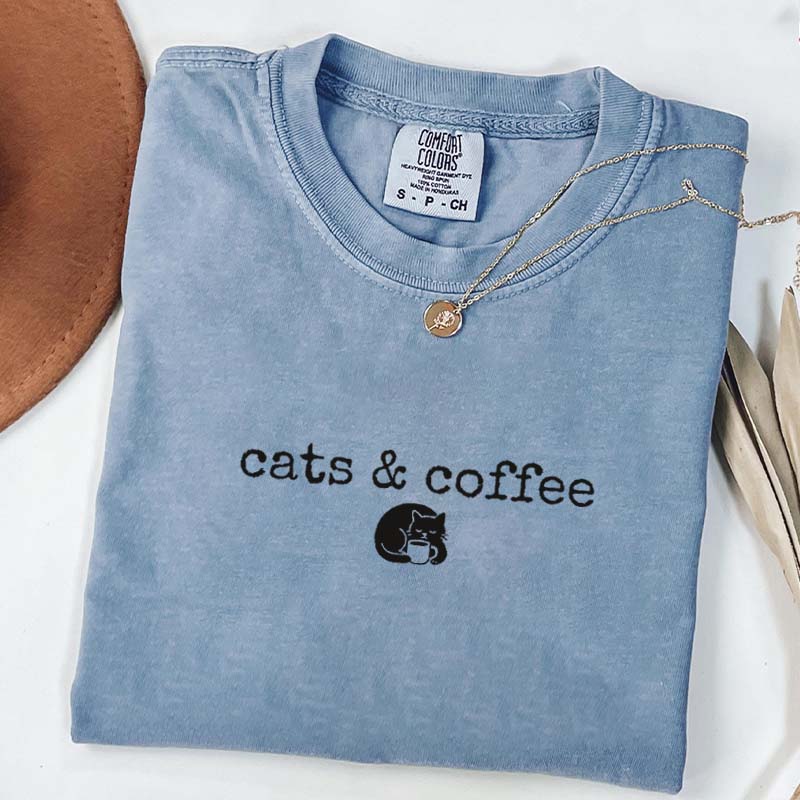 Comfort Colors Cats Coffee T-Shirt