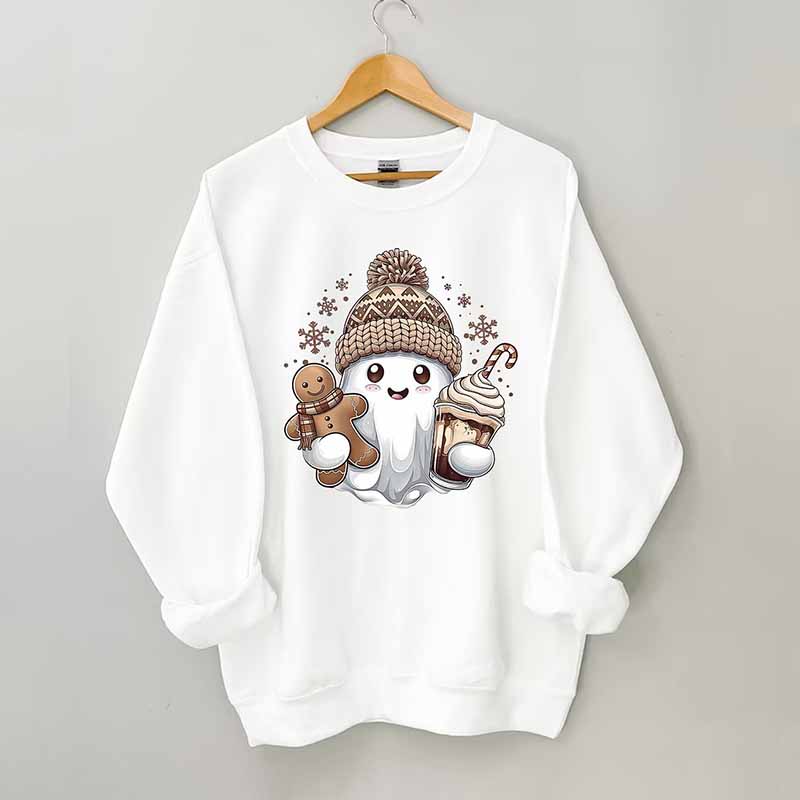 Cute Christmas Ghost Coffee Sweatshirt