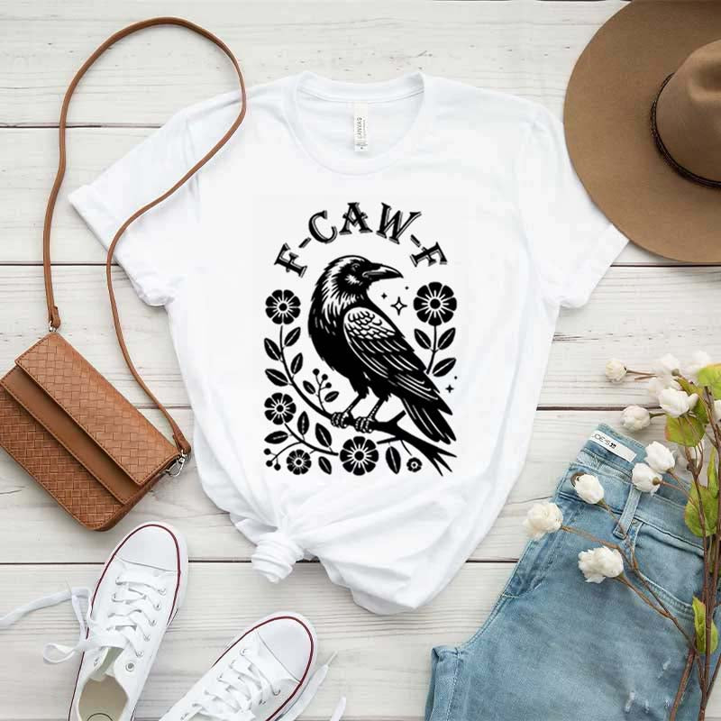 Black Gothic Crow Trendy Bird T-Shirt