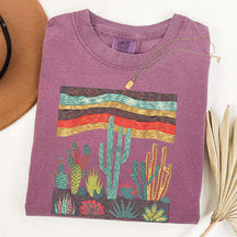 Retro Desert Cactus Southwest Boho Plant T-Shirt