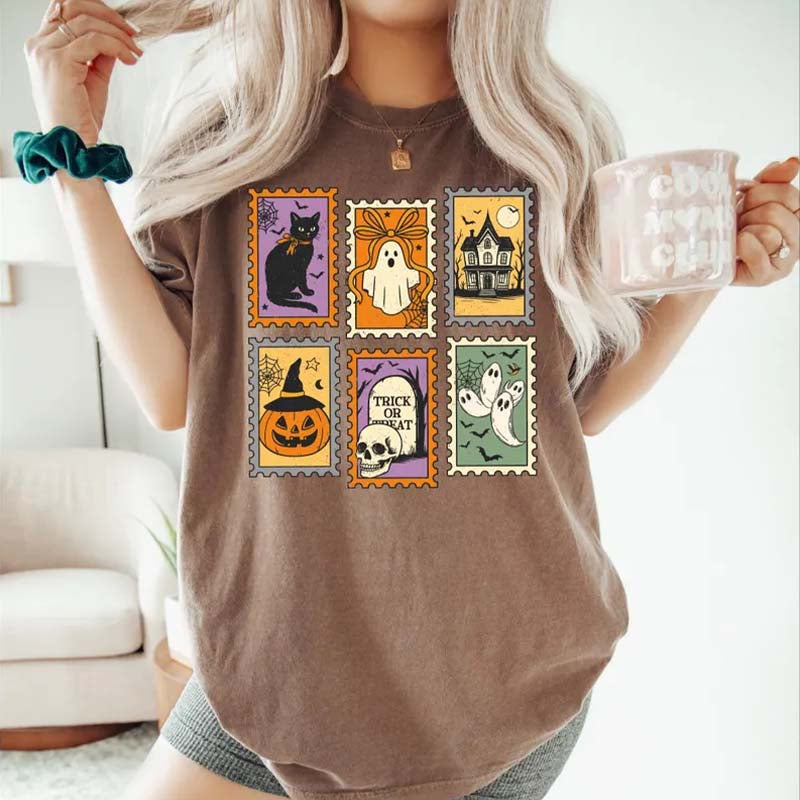 Cute Halloween Ghost Pumpkin Cat T-Shirt