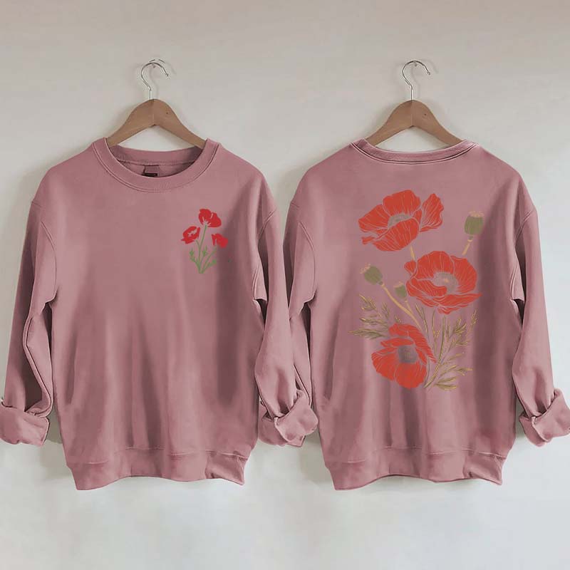 Red Poppies Floral Sweatshirt