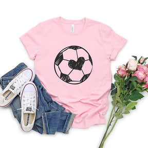 Cute Soccer Ball Heart Graphic T-Shirt