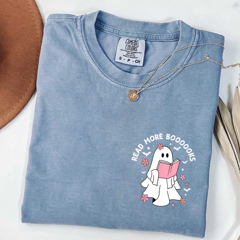 Ghost Reading Books Bookish Halloween T-Shirt