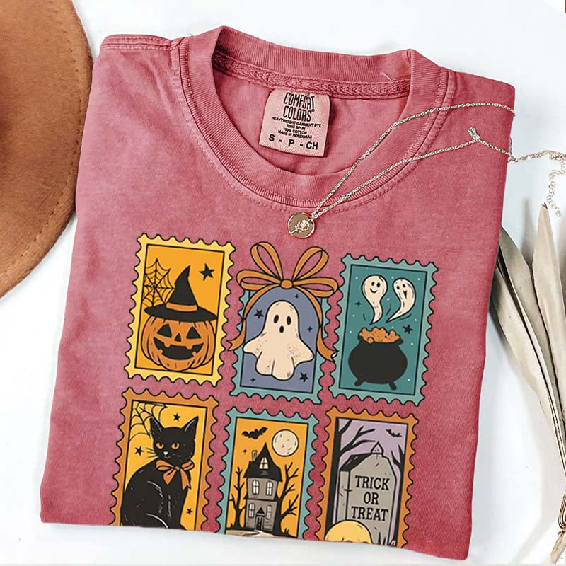 Halloween Cute Ghost Pumpkin Cat T-Shirt