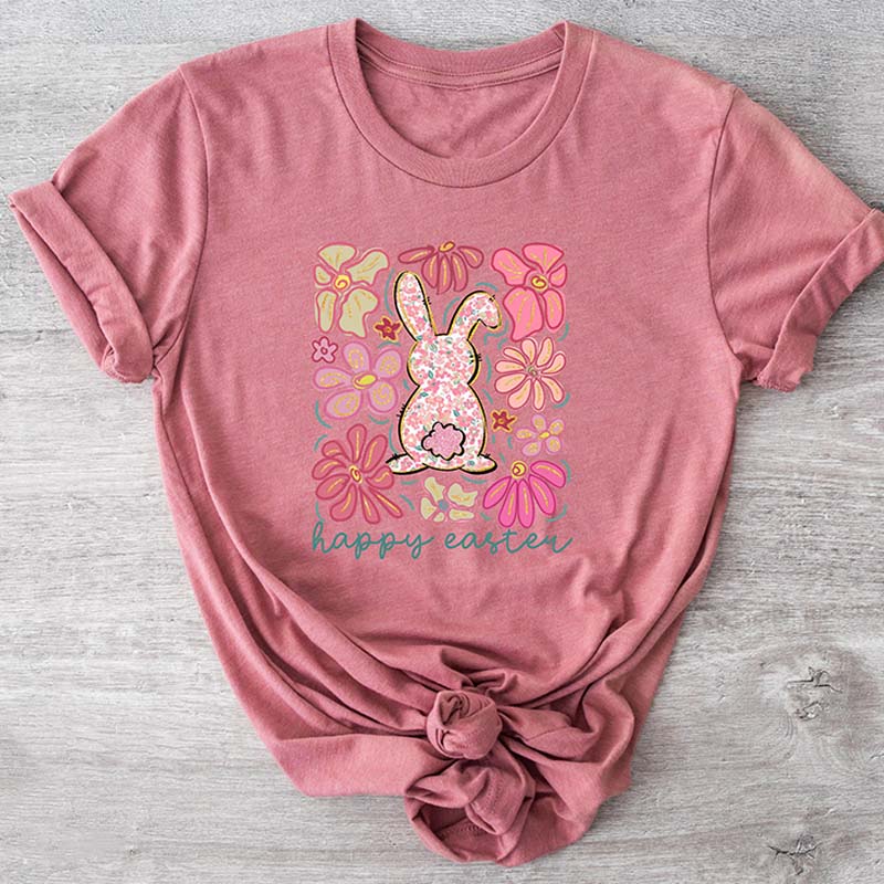 Happy Easter Bunny Floral T-Shirt