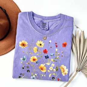 Delicate Floral Print Botanical T-Shirt