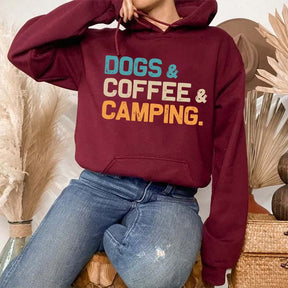 Dogs Coffee Camping Hoodie