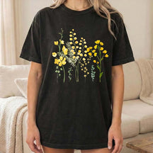 Boho Yellow Botanical Wildflower Flower T-Shirt