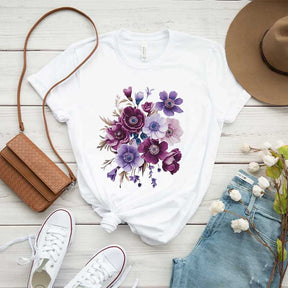 Vintage Pressed Botanical Purple Flowers T-Shirt