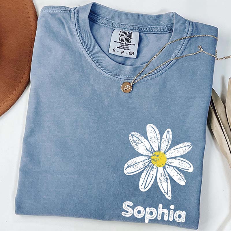 Comfort Colors Custom Name Daisy T-Shirt