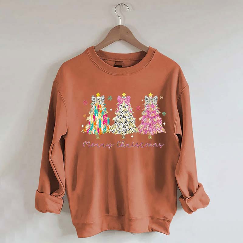 Colorful Glitter Christmas Tree Fall Sweatshirt