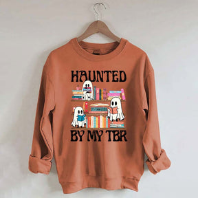 Haunted By My TBR Cute Ghost Reading Books Sweatshirt