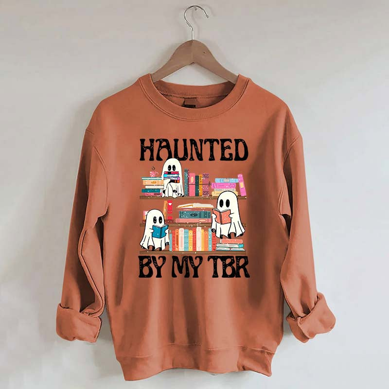 Haunted By My TBR Cute Ghost Reading Books Sweatshirt