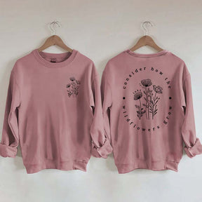 Cute Wildflower Religous Luke 12:27 Bible Verse Sweatshirt