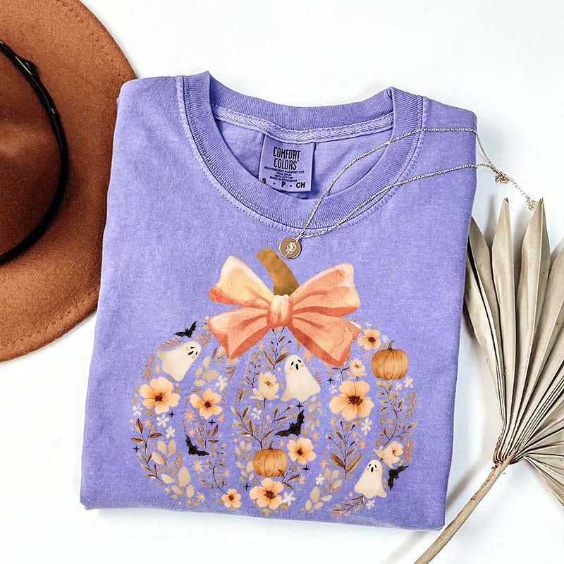 Vintage Floral Pumpkin Cute Halloween T-Shirt