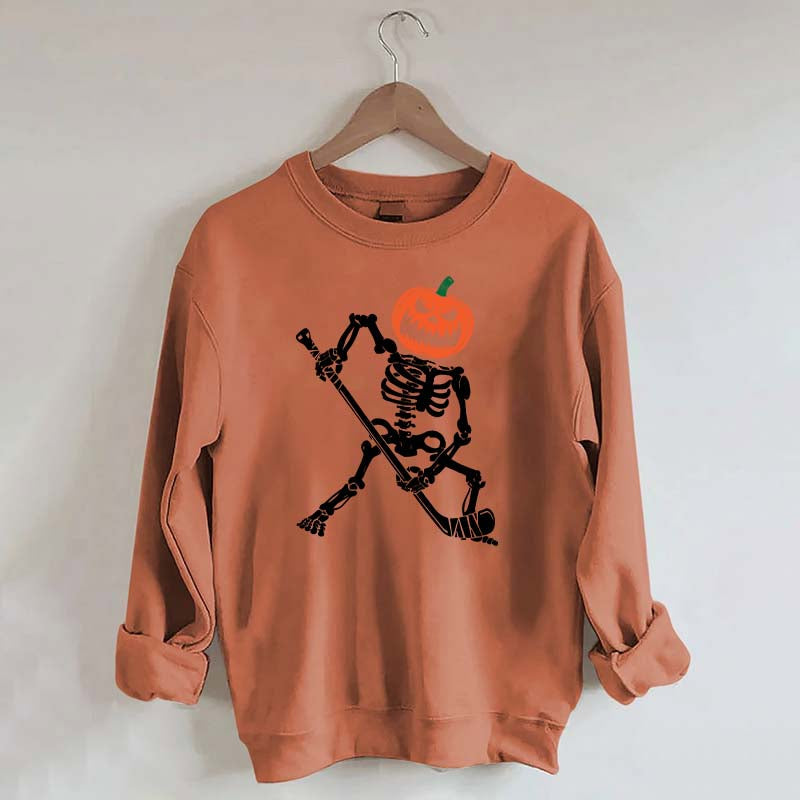 Skeleton Hockey Pumpkin Sweatshirt