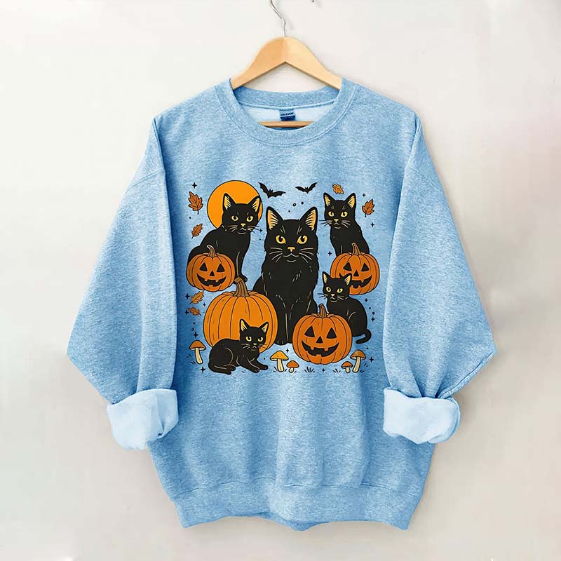 Halloween Cat And Pumpkin Sweatshirt