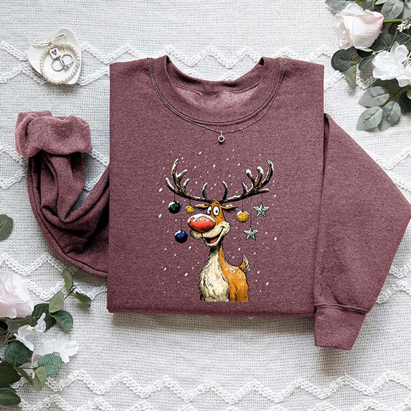 Christmas Reindeer Festive Holiday Funny Deer Sweatshirt