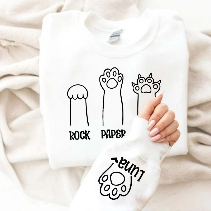 Custom Rock Paper Scissors Cat Paw Sweatshirt