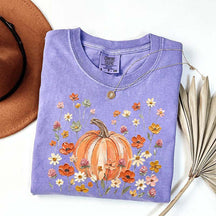 Autumn Floral Wildflower Pumpkin Season T-Shirt