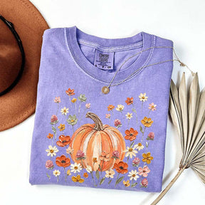 Autumn Floral Wildflower Pumpkin Season T-Shirt