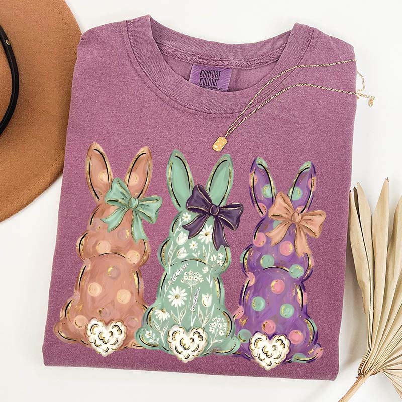 Easter Bunnies Hand-Painted T-Shirt