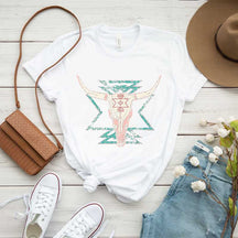 Boho Cow Skull Cowgirl T-Shirt