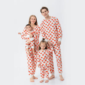 Family Matching Orange Pumpkin Christmas Pajamas Set